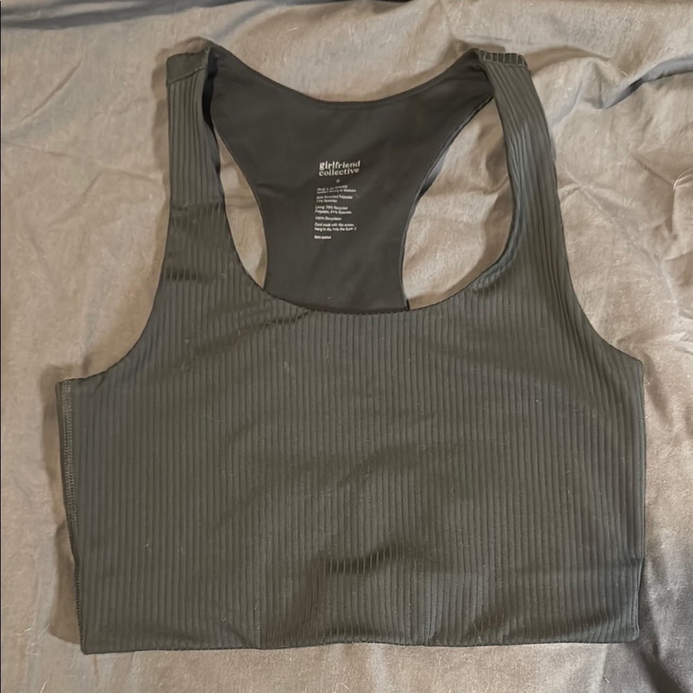 Girlfriend Collective Black Ribbed Sports Bra